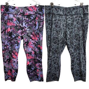 RB3 Active Plus 22" Print Stretch Capri Leggings 2X ~ Set of 2